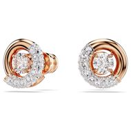Foto de Pendientes de botón Dextera Talla redonda, Blancos, Baño tono oro rosa
