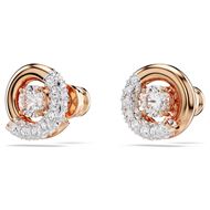 Foto de Pendientes de botón Dextera Talla redonda, Blancos, Baño tono oro rosa