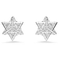 Foto de Pendientes de botón Dextera Talla redonda, Estrella, Blancos, Baño de rodio