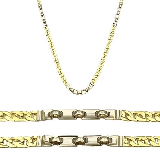 Picture of Cadena eslabón fantasía oro bicolor 18kt