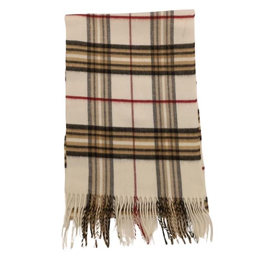 Picture of Bufanda cuadro burberry crema, taupé, negro y rojo 30x180cm
