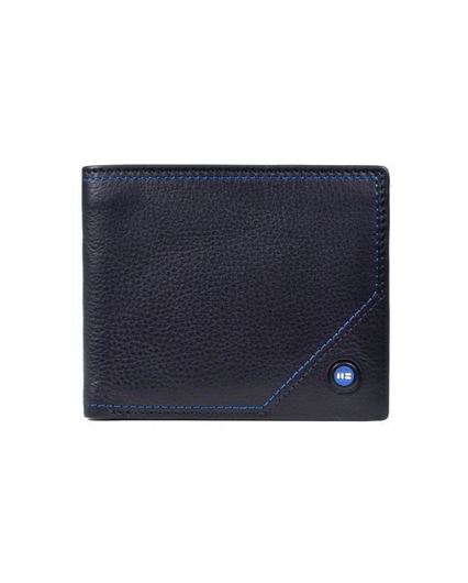 Foto de Cartera billetero en piel de vacuno negro y azul