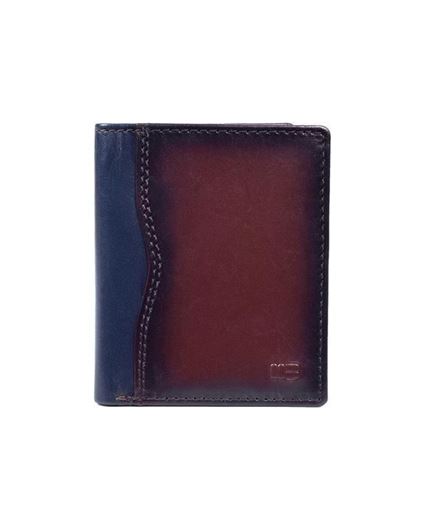 Picture of Cartera billetero en piel de vacuno marrón y azul