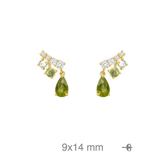 Picture of Pendientes en plata baño oro, circonitas olivina y blancas
