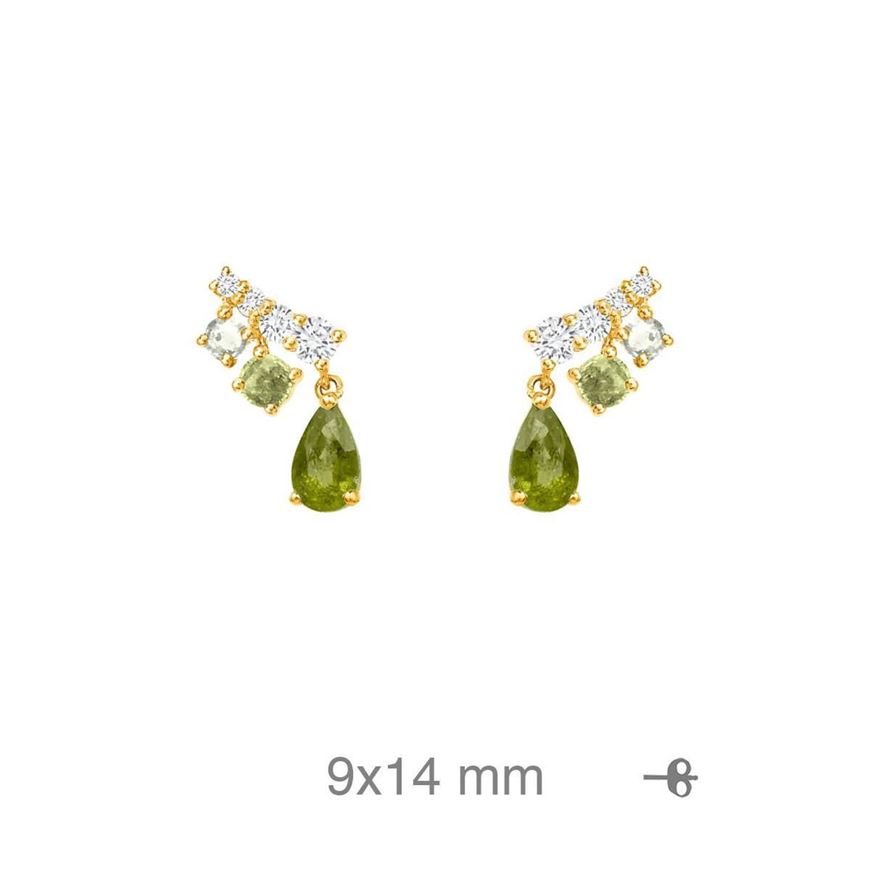 Foto de Pendientes en plata baño oro, circonitas olivina y blancas