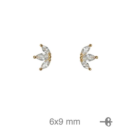 Picture of Pendientes flor de lis de plata con baño de oro y circonitas