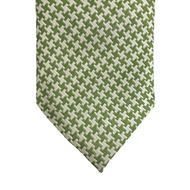 Picture of Corbata seda estampado pata de gallo en verde y blanco  