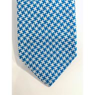 Foto de Corbata seda y algodón pata de gallo azul y blanco 