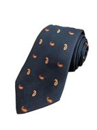 Foto de Corbata seda jaqcuard verde y estampado paisley naranja