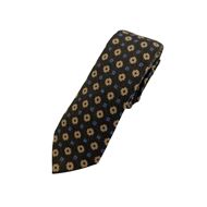 Foto de Corbata seda y lana jacquard estampado flores caqui y beige