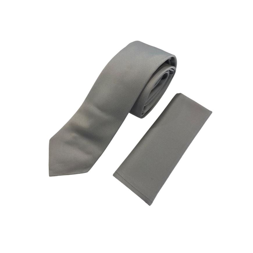 Foto de Corbata y pañuelo gris plata
