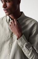 Picture of Camisa regular fit en mezcla de lino verde caqui