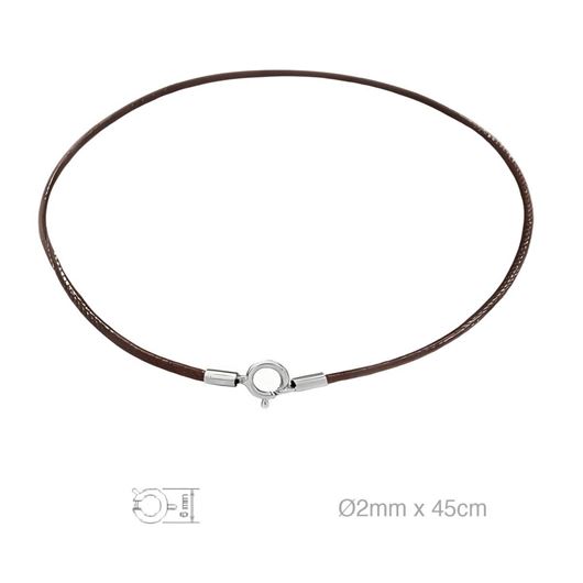 Picture of Cordón de cuero marrón con cierre de plata 45cm