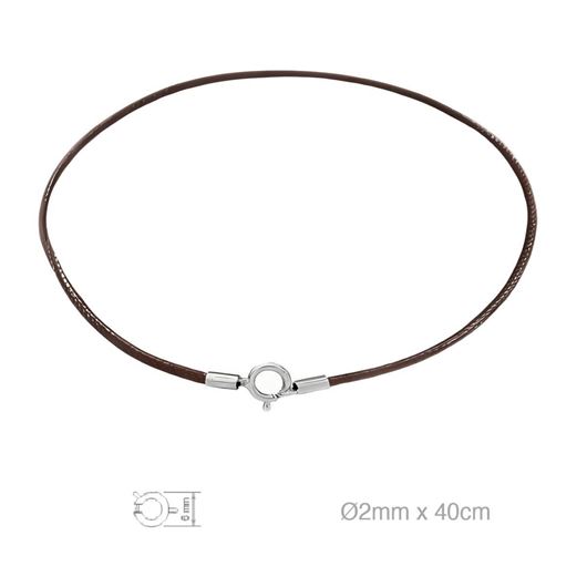 Picture of Cordón de cuero marrón con cierre de plata 40cm