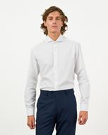 Picture of Camisa blanca de vestir relaxed fit en microestructura de algodón mezcla