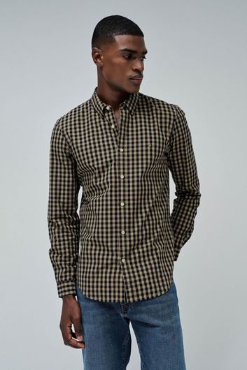 Foto de Camisa cuadro vichy negro y café slim fit 