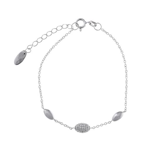 Foto de Pulsera Héritière plata chapado rodio ovalo micro pave