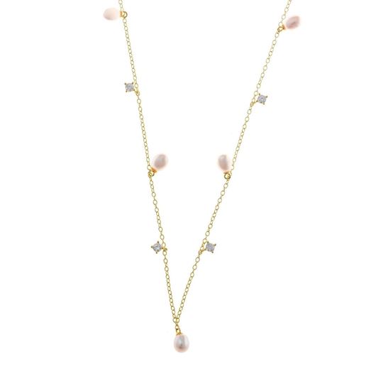 Foto de Collar Minijewels plata chapado dorado circonitas blancas brillantes