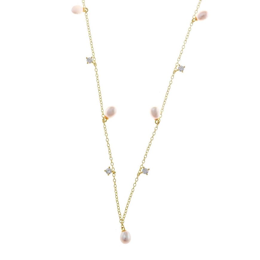 Foto de Collar Minijewels plata chapado dorado circonitas blancas brillantes