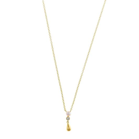 Foto de Collar Minijewels plata chapado dorado pera lisa perla