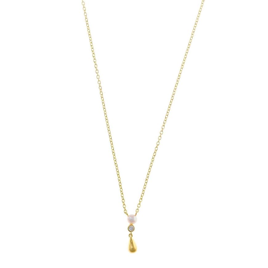 Foto de Collar Minijewels plata chapado dorado pera lisa perla
