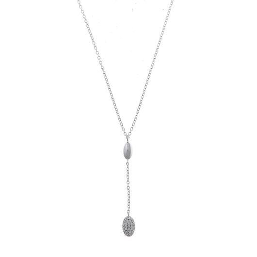 Foto de Collar Héritière plata rodio ovalo micro pave circonitas