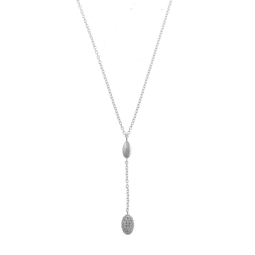 Picture of Collar Héritière plata rodio ovalo micro pave circonitas