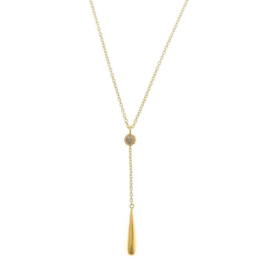Foto de Collar Héritière plata chapado dorado esfera micro pave