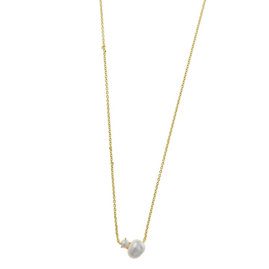 Foto de Collar Minijewels plata chapado dorado perla keshi y