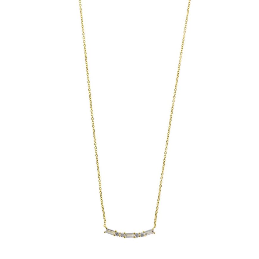 Foto de Collar Minijewels plata chapado dorado circonitas blancas baguets