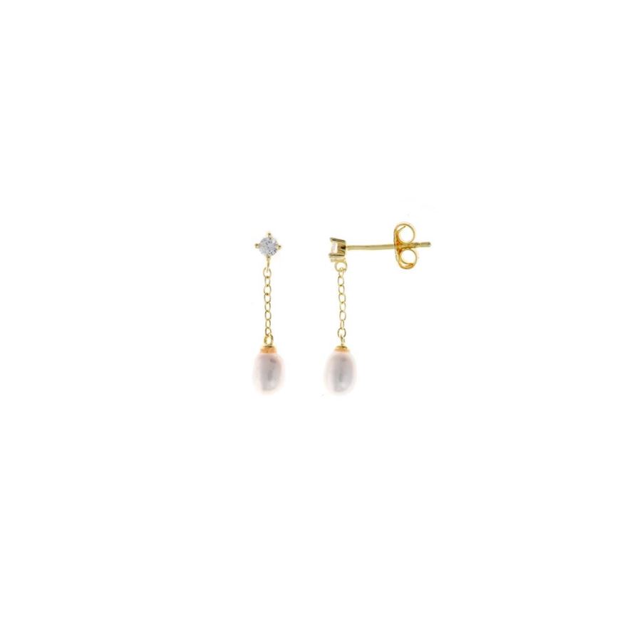 Foto de Pendientes Minijewels plata chapado dorado circonita blanca brillante