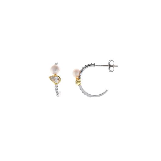 Foto de Pendientes Héritière plata chapado rodio y dorado aro