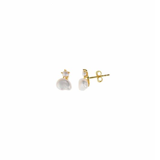 Foto de Pendientes Minijewels plata chapado dorado perla keshi y