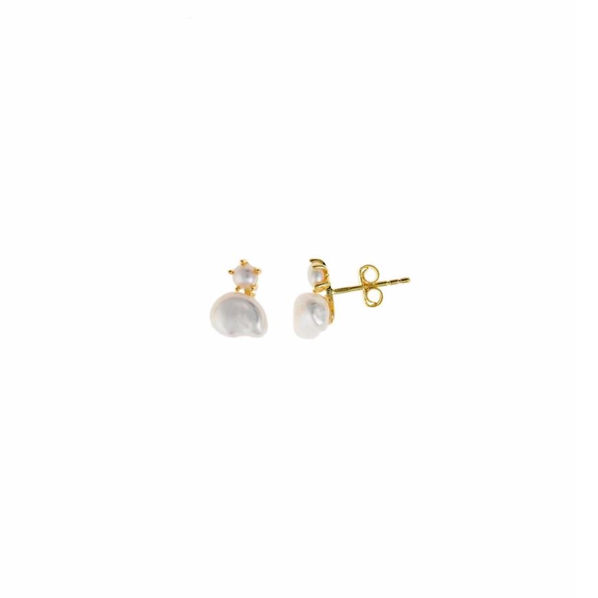 Foto de Pendientes Minijewels plata chapado dorado perla keshi y