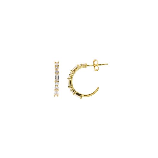 Foto de Pendientes Minijewels plata chapado dorado aro circonitas blancas