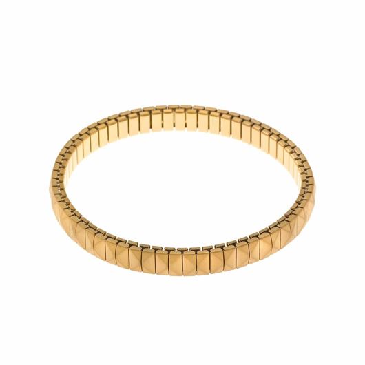 Picture of Pulsera He/r acero chapado dorado piramides mate ajustable