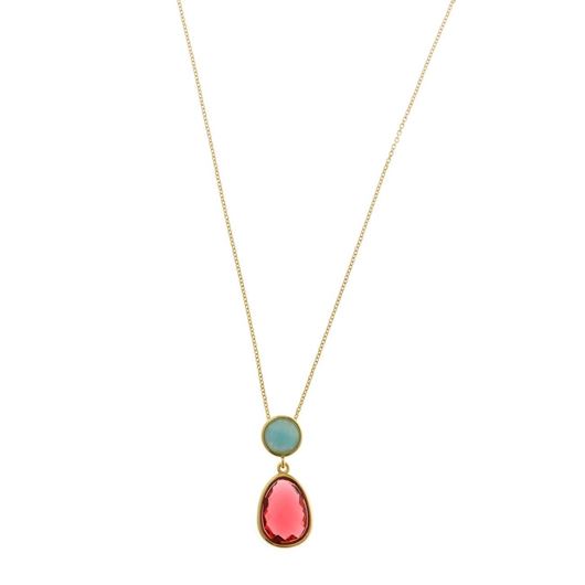 Foto de Collar Nenuphar plata chapado dorado circulo amazonita cristal