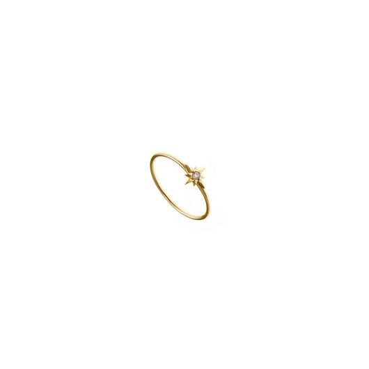 Foto de Sortija plata chapado dorado estrella polar circonita