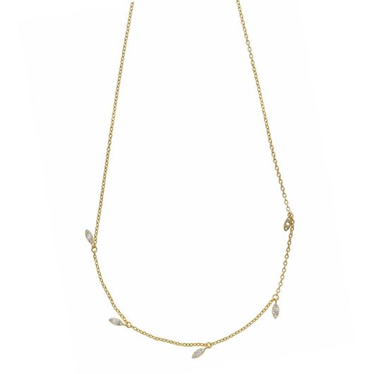 Foto de Collar Minijewels plata chapado dorado circonitas blancas ovalos