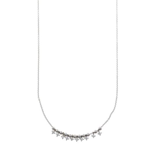 Foto de Collar plata rodio bolitas lisas circonitas blancas