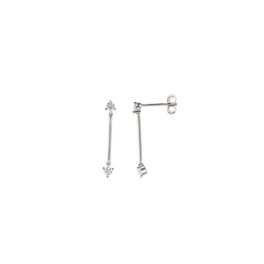 Foto de Pendientes plata rodio barras dos circonitas blancas