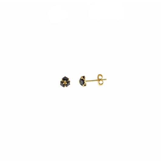 Foto de Pendientes plata chapado dorado tres circonitas negra