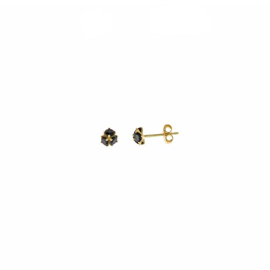 Foto de Pendientes plata chapado dorado tres circonitas negra