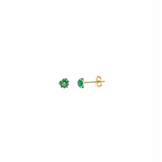 Foto de Pendientes plata chapado dorado tres circonitas verde