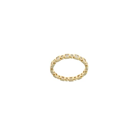 Foto de Sortija plata chapado dorado cuadrados y chatones