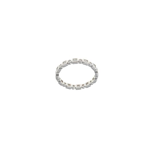 Foto de Sortija plata rodio cuadrados y chatones circonitas