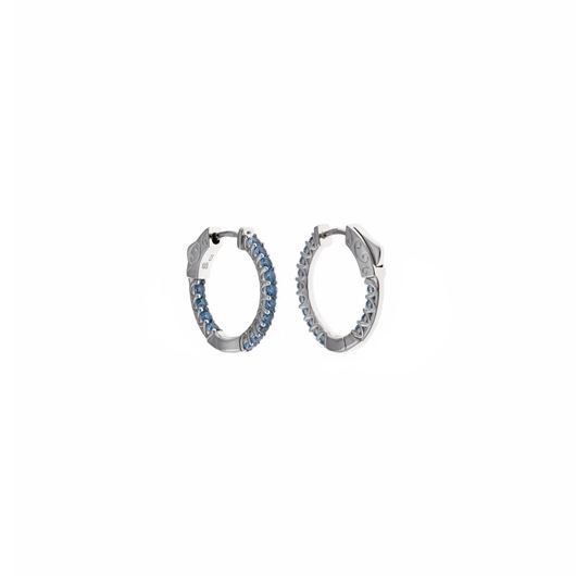 Foto de Pendientes plata rodio aros circonitas azul