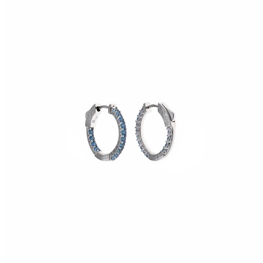 Picture of Pendientes plata rodio aros circonitas azul