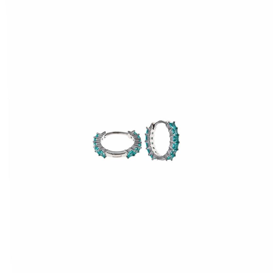Foto de Pendientes plata rodio aros circonitas paraiba