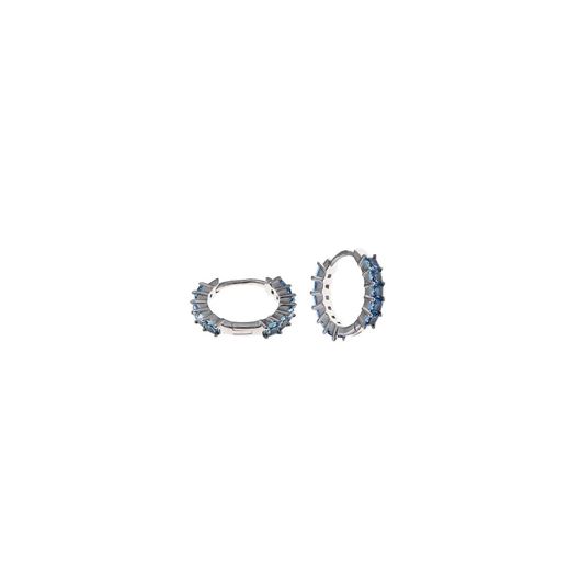 Foto de Pendientes plata rodio aros circonitas azul
